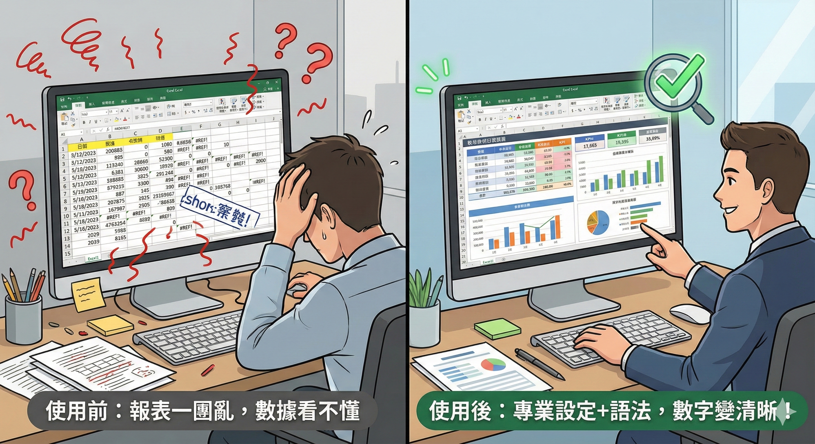 Excel報表常見問題示意 - 數據混亂難以閱讀的報表範例