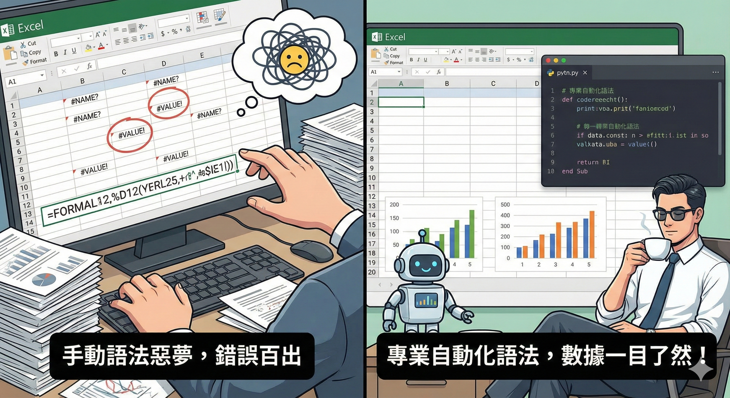 優化後的Excel報表範例 - 清楚的圖表與視覺化數據呈現